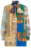 Archive Scarf Print Silk Tie-Neck Shirt