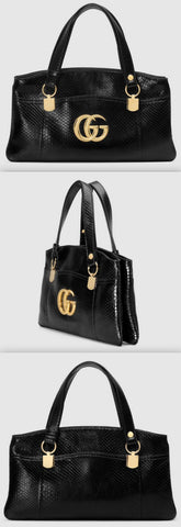 Arli Large Python Top Handle Bag