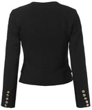 Asymmetric Lion-Head Button-Embellished Short Jacket in Black - DESIGNER INSPIRED FASHIONS