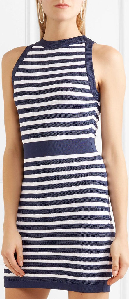 Striped Stretch-Knit Mini Dress