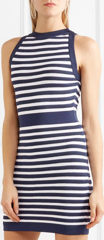 Striped Stretch-Knit Mini Dress