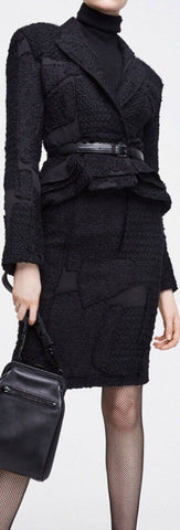 Patchwork Peplum Jacket and Skirt Set