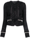 Deconstructed Tweed Jacket, Black