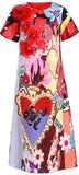 Embellished Short-Sleeve Printed Dress