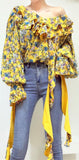 Ruffle Floral Print Top - Yellow or Black