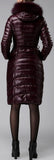 Paneled Puffer Coat with Removable Fur, Burgundy