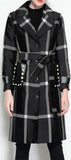 Pearl Beaded Plaid Coat