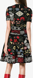 'Vlm' Paneled Fit-&-Flare Dress, Black