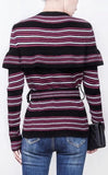 Ruffle Striped Knit Cardigan
