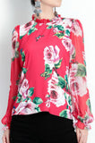 Red Floral Print Blouse