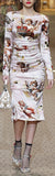 Cupid Print Long Sleeve Ruched Dress