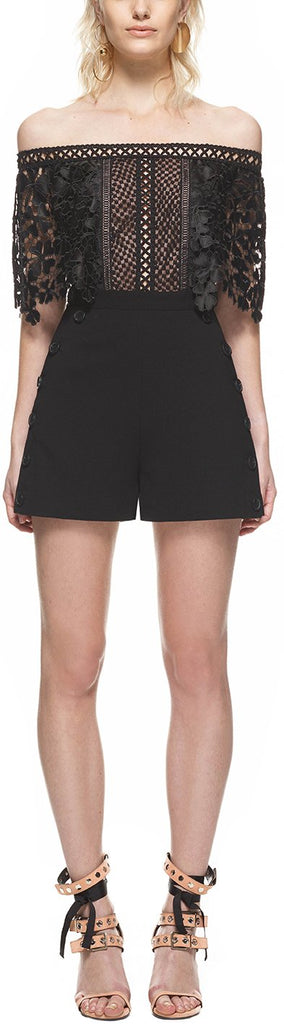 Black Off Shoulder Playsuit