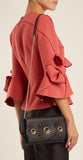 Flower and Logo-Embellished Leather Clutch