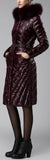 Paneled Puffer Coat with Removable Fur, Burgundy