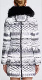 Printed Paneled Puffer Coat, White