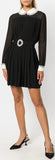 Black Pleated Mini Dress with Embellished Trim