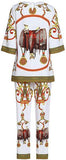 Printed Half-Sleeve Top and Cropped Pant Set