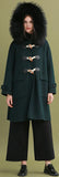 Fur-Hooded Toggle-Buttoned Oversized Wool Coat