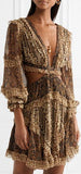 Tali Cutout Printed Silk-Crepon Mini Dress