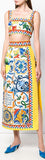 Multi-Colored Majolica Print Crop Top and Skirt Set | DESIGNER INSPIRED FASHIONS