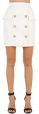 Button-Embellished Mini Skirt, White