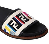 Embroidered Canvas Slide Sandals