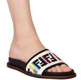 Embroidered Canvas Slide Sandals