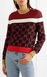 Metallic Trimmed Intarsia Cotton Sweater