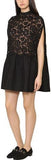 Black Boxy Scalloped Lace-Top Mini Dress