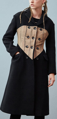 Triple-Breasted Corset Coat, Black