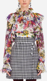 Ruffle Printed Blouse in Silk