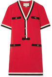 Grosgrain-Trimmed Mini Dress, Red