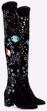 Embroidered Over-the-Knee Boots in Black - DESIGNER INSPIRED FASHIONS