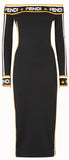 Black Jersey Logo Off-Shoulder Dress