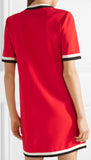 Grosgrain-Trimmed Mini Dress, Red
