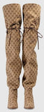 GG Canvas Over-the-Knee Boots, Beige/Ebony