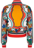 Red Bermuda Printed Silk Bomber Jacket