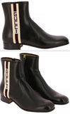 Logo-Striped Leather Boots