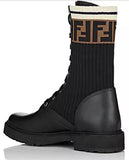 Leather Knit Combat Boots