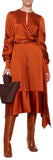 Fluid Satin Keyhole Midi Dress, Orange