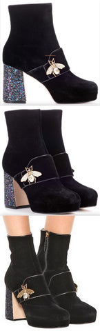 Velvet Plateau Ankle Boots
