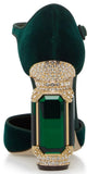 Velvet Mary Jane Pumps with Jewel Heel - Red or Green