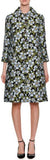 Single-Breasted Floral-Jacquard A-Line Coat