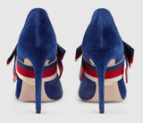 Velvet Pump with Removable Sylvie Bow, Blue