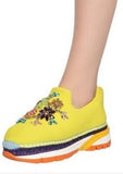 Jewel-Embellished Neoprene Slip-on Espadrille Sneakers - ( Orange, Yellow, Blue ) - DESIGNER INSPIRED FASHIONS