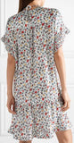 Ruffle-Trimmed Pleated Floral-Print Georgette Mini Dress