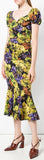 Grape-Print Fluted Midi Dress