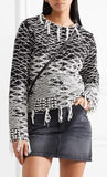 Frayed Cotton-Jacquard Sweater