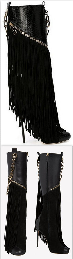 'Manitoba' Fringed Boots - DESIGNER INSPIRED FASHIONS