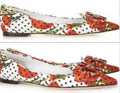 Embellished Brocade Point-Toe Flats - DESIGNER INSPIRED FASHIONS